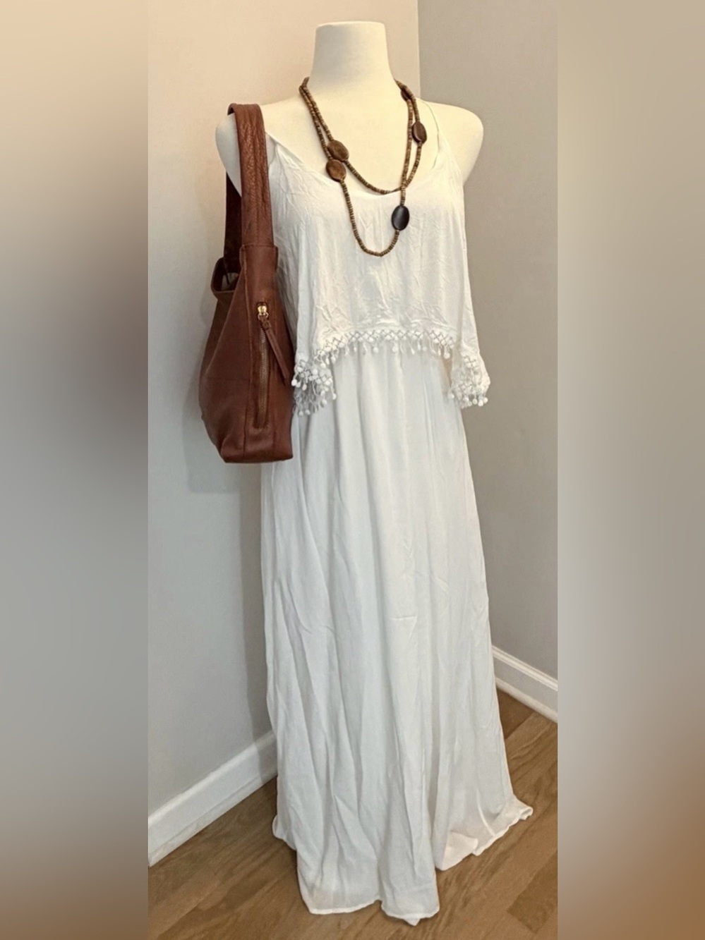 Haute & Rebellious White Maxi Dress | Boho Tassel Trim